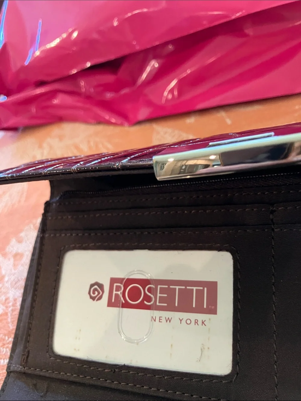 NWOT Rossetti Croc-Embossed Patent Leather Clutch Wallet - Classic Evening Bag
